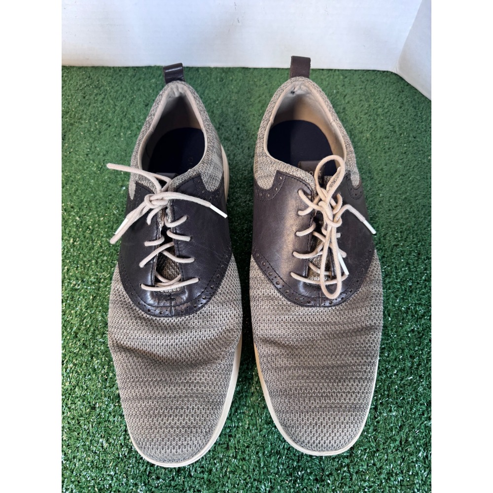 Cole‎ Haan Men's Grand Tour Knit Shoes Gray Brown Leather Lace Up Size 13 - Picture 3 of 9